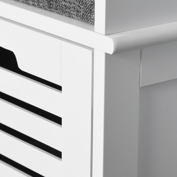 HOMCOM Mobiletto porta scarpe con 3 cassetti e cuscino seduta rimovibile, dim. 108l x 35P x 43H cm, bianco