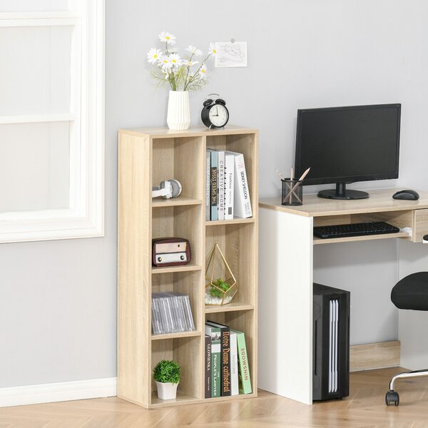 HOMCOM Mobile da archivio Libreria scaffale 7 cubi per interno, soggiorno, camera da letto - 50l x 24P x 106H cm, legno naturale