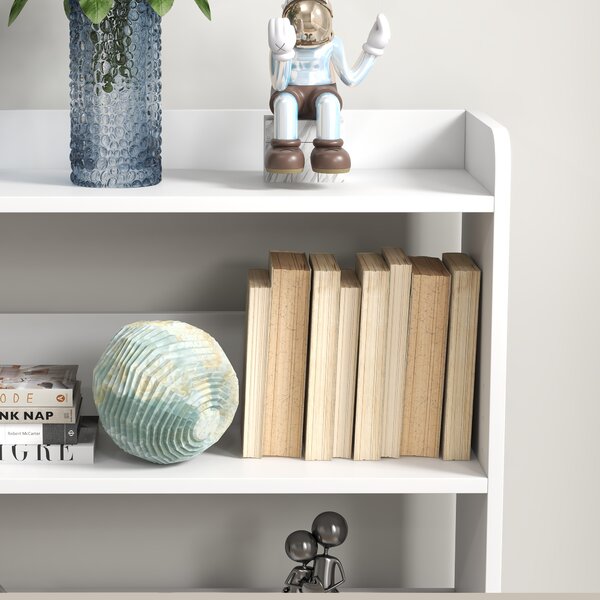 HOMCOM Libreria a scaffale Mobile da Archiviazione dim. 90L x 24l x 91H cm 4 Livelli 3 Pannelli posteriori Pannelli di Particelle Bianco