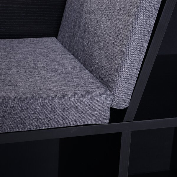 HOMCOM Libreria Panca 2 in 1 Design Contemporaneo 6 scomparti 3 Cuscini inclusi 102L x 30l x 61H cm Nero Grigio