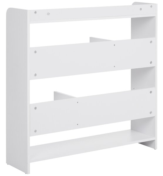 HOMCOM Libreria a scaffale Mobile da Archiviazione dim. 90L x 24l x 91H cm 4 Livelli 3 Pannelli posteriori Pannelli di Particelle Bianco