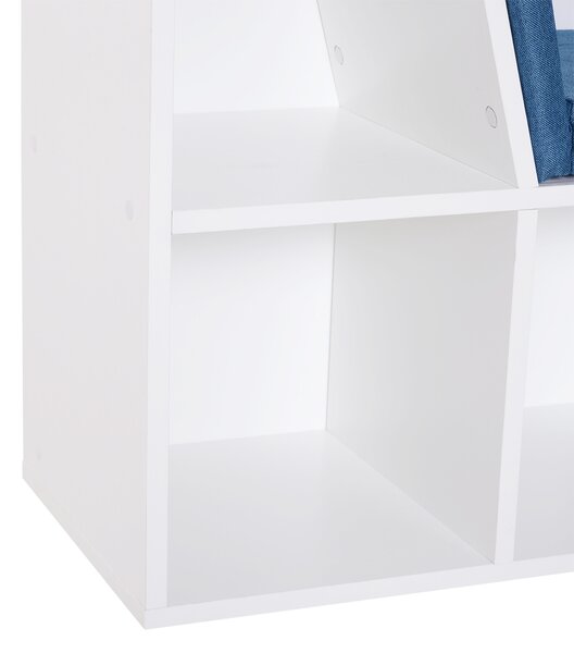 HOMCOM Libreria Bancali 2 in 1 Design Contemporaneo 6 scomparti 3 Cuscini inclusi 102L x 30P x 61A cm Bianco Blu