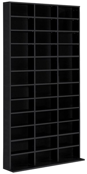 HOMCOM Libreria per CD/DVD Mensola per 1116 CD con 36 Scomparti Regolabili in Altezza, 102x24x195 cm, Nero | Aosom Italy