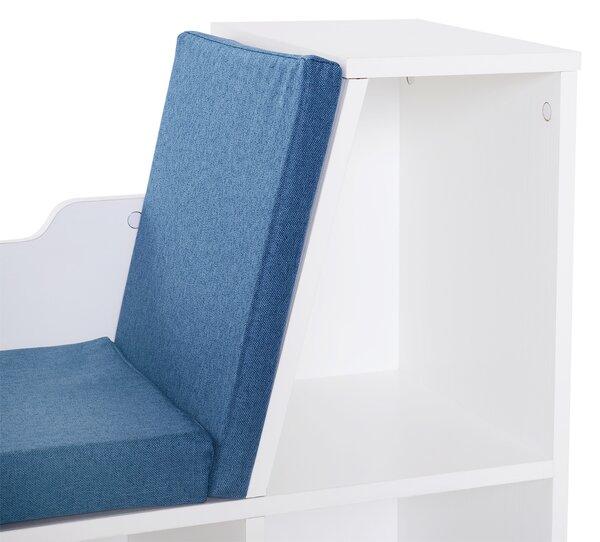 HOMCOM Libreria Bancali 2 in 1 Design Contemporaneo 6 scomparti 3 Cuscini inclusi 102L x 30P x 61A cm Bianco Blu