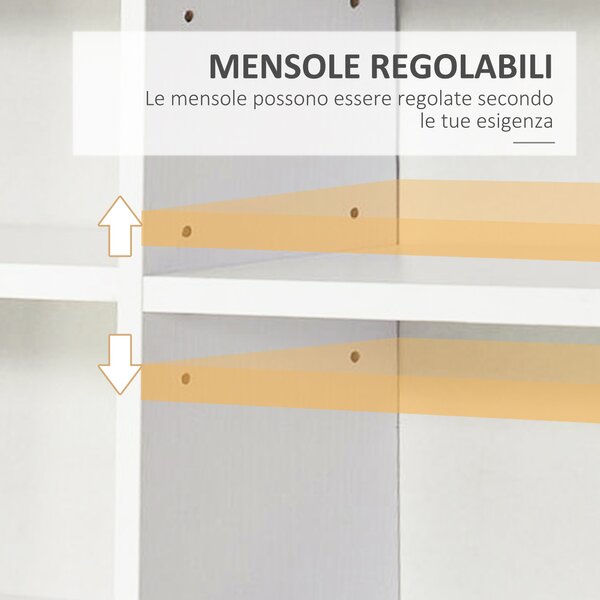 HOMCOM Libreria Porta CD in Legno con 3 Colonne da 12 Ripiani ad Altezza Regolabile, 102x23.5x195 cm, Bianco | Aosom Italy