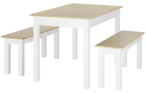 HOMCOM Set tavolo da pranzo 3 pezzi con 2 panche incassabili per 4-6 persone stile contemporaneo truciolato