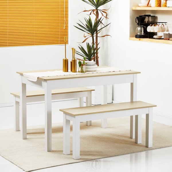 HOMCOM Set tavolo da pranzo 3 pezzi con 2 panche incassabili per 4-6 persone stile contemporaneo truciolato