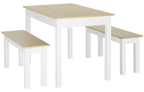 HOMCOM Set tavolo da pranzo 3 pezzi con 2 panche incassabili per 4-6 persone stile contemporaneo truciolato