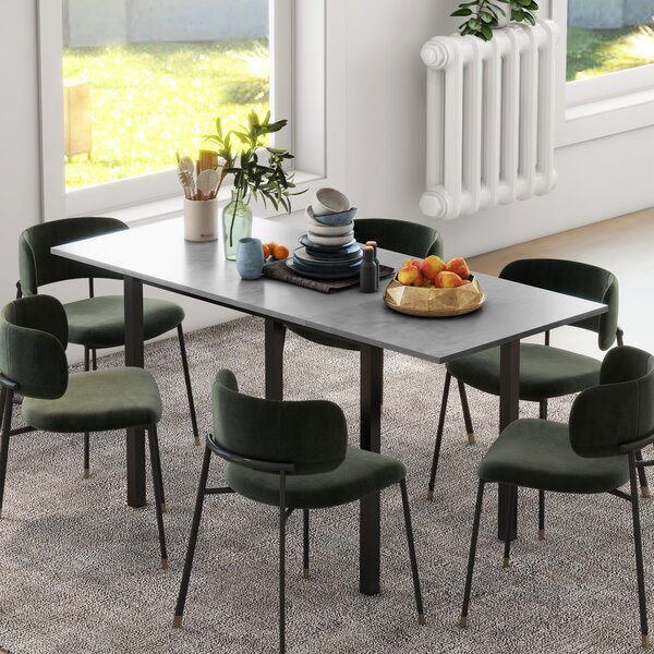 HOMCOM Tavolo da pranzo estensibile tavolo da cucina design moderno con grande piano 6 persone struttura in acciaio grigio scuro