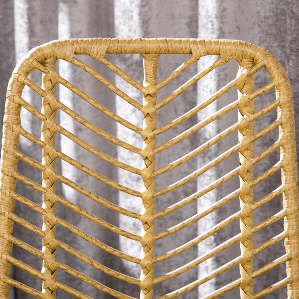 HOMCOM Set di 2 sgabelli da bar design bohémien Altezza 66 cm con poggiapiedi in metallo e midollino PE - naturale