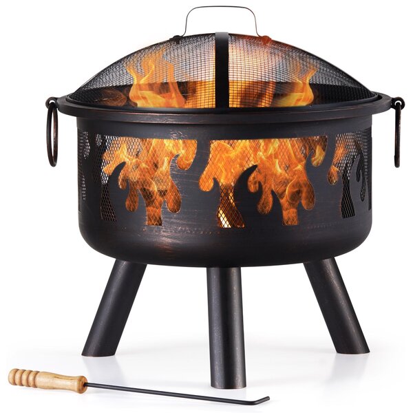 VonHaus Braciere da Giardino in Acciaio Effetto Bronzo con Design a Fiamma