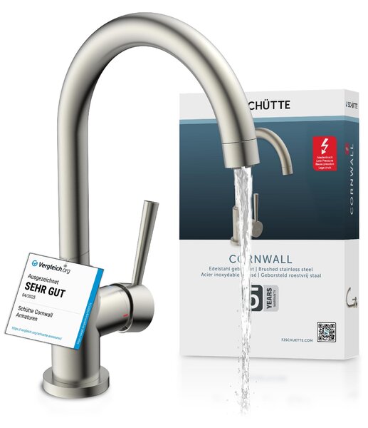 79129U CORNWALL Miscelatore da lavello a bassa pressione, acciaio inossidabile spazzolato