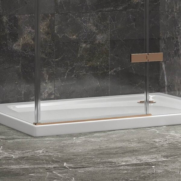 Kamalu box doccia 90x100 telaio colore rame porta battente laterale fisso 90cm | kt5000rg