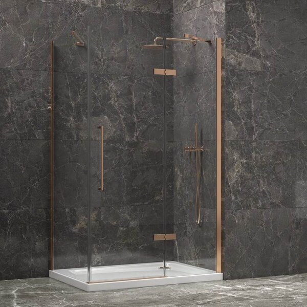 Kamalu box doccia 90x100 telaio colore rame porta battente laterale fisso 90cm | kt5000rg