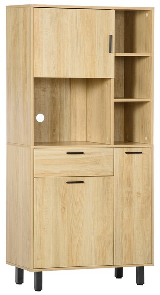 HOMCOM Buffet da cucina mobile da cucina multi-riserva con un cassetto, 3 armadi, 4 nicchie e passacavi altezza 166 cm | Aosom Italy