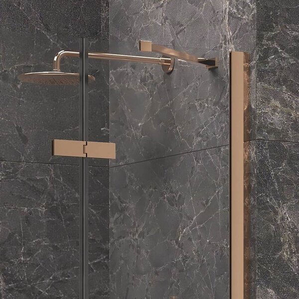 Kamalu box doccia 90x100 telaio colore rame porta battente laterale fisso 90cm | kt5000rg