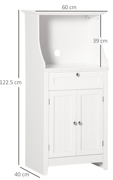 HOMCOM Mobile Cucina per Microonde con Cassetto e Armadietto 2 Ante, 60x40x122.5 cm, Bianco | Aosom Italy