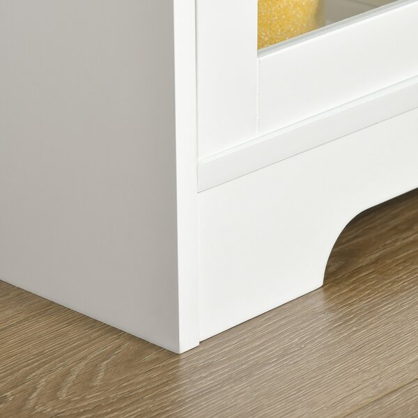 HOMCOM Mobile portamicroonde, buffet da cucina, armadio portaspezie, per cucina, sala da pranzo 90 x 40 x 82 cm vetro temperato e legno, bianco