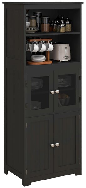 HOMCOM Credenza da cucina buffet vaisselier mobile da archiviazione multi-ripostiglio dim. 60L x 30P x 162H cm nero