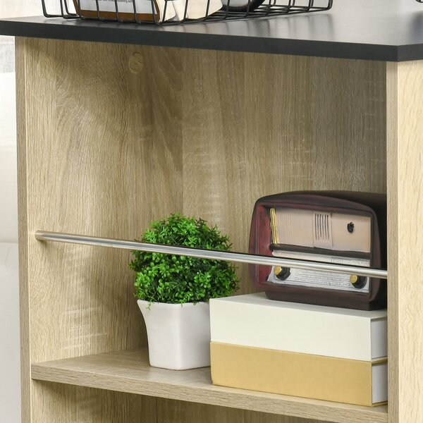 HOMCOM Tavolo da bar tavolo alto da cucina tavolo da bar - dim. 112L x 57P x 106H cm - 3 mensole - effetto rovere chiaro nero