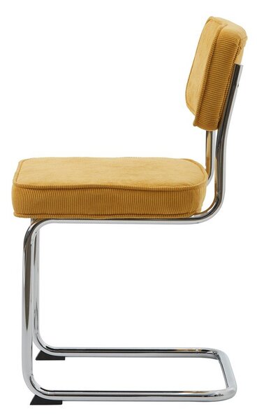 Sedia da pranzo in velluto a coste giallo Rupert - Unique Furniture