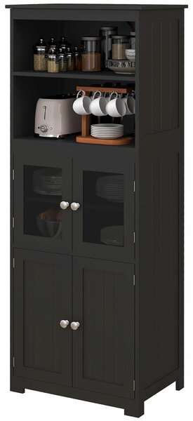 HOMCOM Credenza da cucina buffet vaisselier mobile da archiviazione multi-ripostiglio dim. 60L x 30P x 162H cm nero