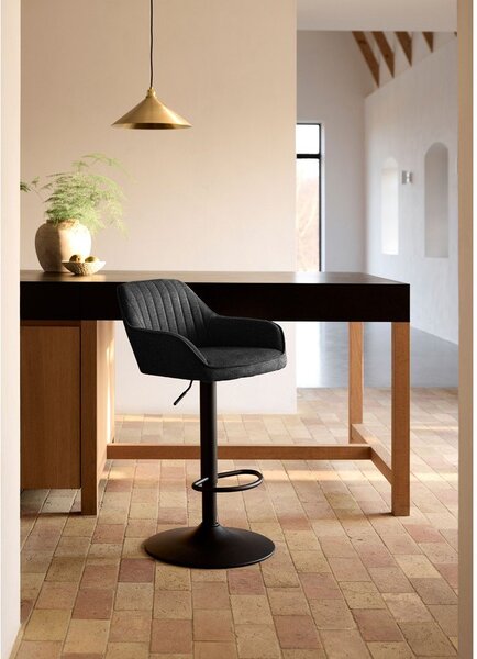 Sgabello da bar grigio scuro imbottito con altezza regolabile/con braccioli (altezza della seduta 65 cm) Nolan – Unique Furniture