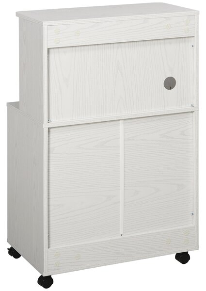HOMCOM Carrello dispensa per microonde con 2 porte - dim. 60,4L x 40,3l x 97H cm - bianco