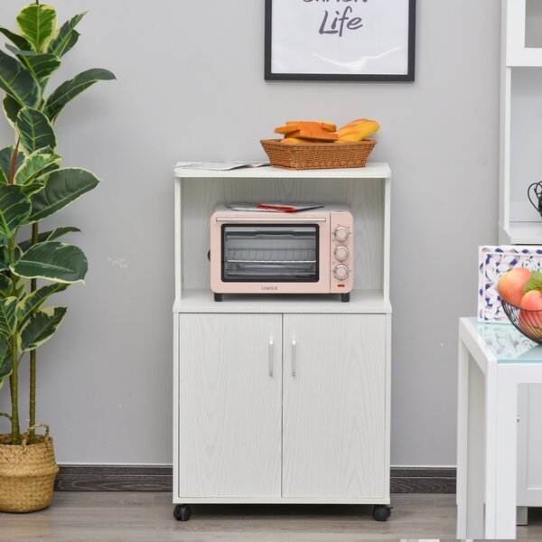 HOMCOM Carrello dispensa per microonde con 2 porte - dim. 60,4L x 40,3l x 97H cm - bianco
