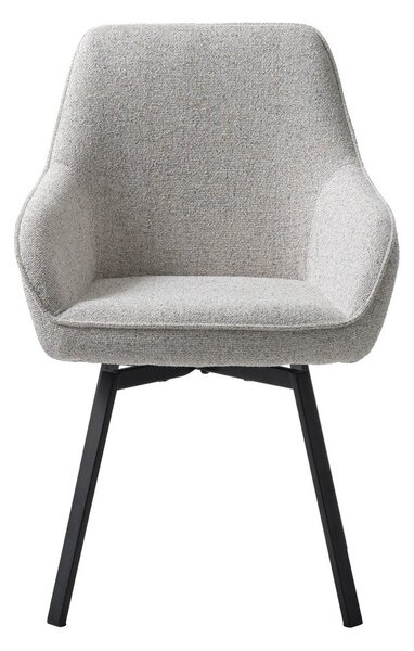 Sedia da pranzo grigio chiaro in imbottito con braccioli Alma – Unique Furniture