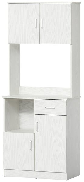 HOMCOM Credenza da cucina armoire de cuisine multi-rangements 4 ante 1 cassetto ripiano + grande piano 71 x 41 x 178 cm MDF bianco