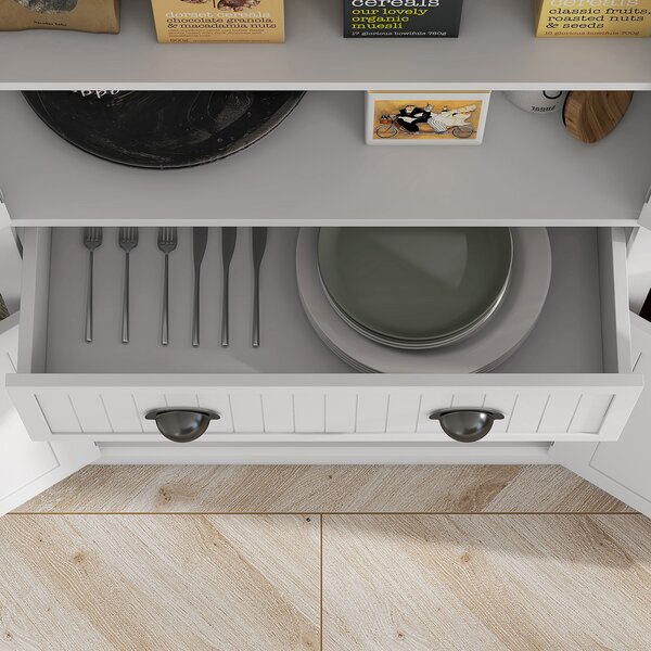 HOMCOM Credenza da cucina alta, con ripiani regolabili, 4 porte, grande cassetto, 76,2 x 40,2 x 183 cm Bianco | Aosom Italy