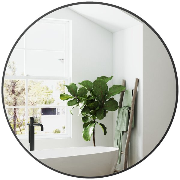 HOMCOM Specchio rotondo specchio bagno cornice in metallo facile da installare, per camera da letto, soggiorno, ingresso, Ø 70 x 2,5 cm nero