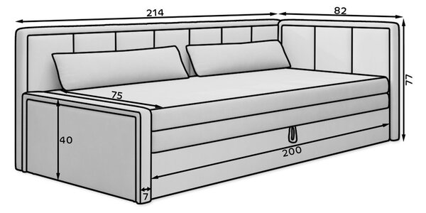 Divano blu/grigio allungabile/con contenitore e rivestimento in ciniglia 214 cm Fulgeo – ELTAP