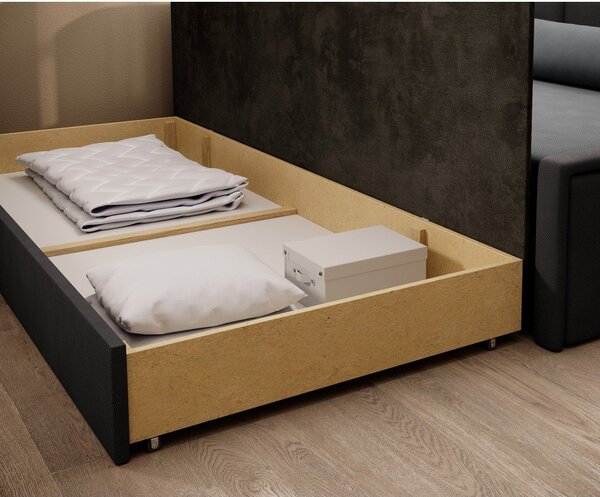 Divano grigio scuro allungabile/con contenitore e rivestimento in ciniglia 214 cm Fulgeo – ELTAP