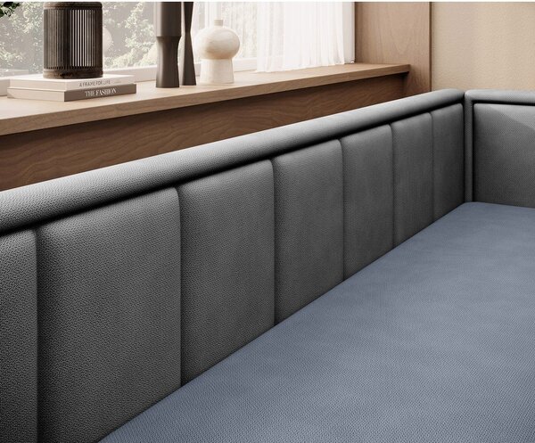 Divano blu/grigio allungabile/con contenitore e rivestimento in ciniglia 214 cm Fulgeo – ELTAP