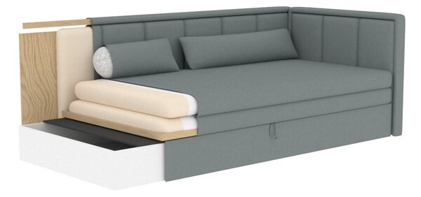 Divano blu/grigio allungabile/con contenitore e rivestimento in ciniglia 214 cm Fulgeo – ELTAP