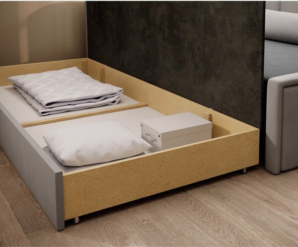 Divano grigio allungabile/con contenitore e rivestimento in ciniglia 214 cm Fulgeo – ELTAP
