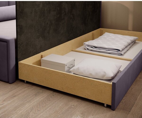 Divano rosa allungabile/con contenitore e rivestimento in ciniglia 214 cm Fulgeo – ELTAP