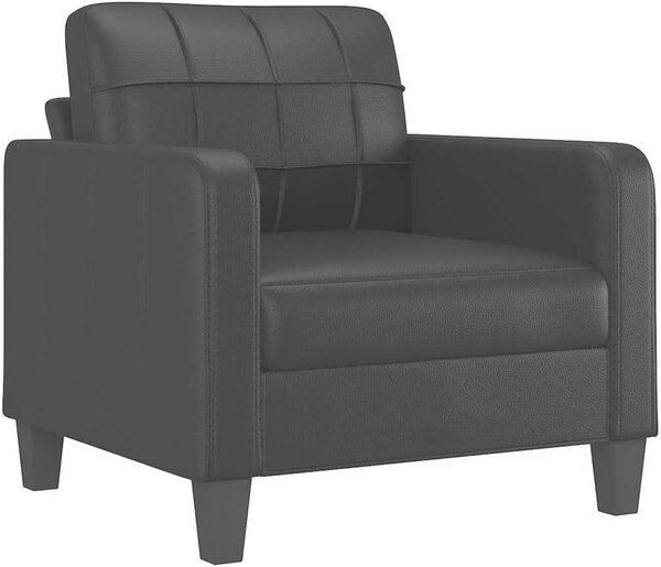 Poltrona in ecopelle nera, 60 cm – poltrona moderna con braccioli e schienale imbottiti per una lettura o una visione televisiva confortevole, struttura in metallo resistente e superficie facile da pulire