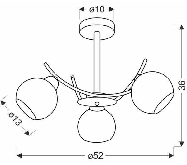 Lampadario a sospensione con supporto rigido AMOS 3xE27/40W/230V oro