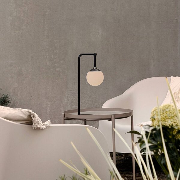 Dyberg Larsen Lampada decorativa a LED ricaricabile Odin, bianco e nero, IP44 dimmerabile, Nero, Plastica, Moderno