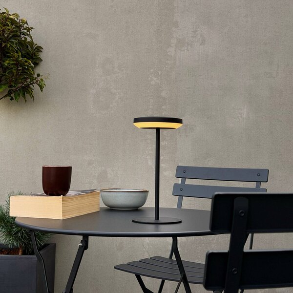 Dyberg Larsen Lampada LED da tavolo solare Otera, nera, 25 cm, IP44 Otera, Nero, Alluminio, Moderno, Lampade solari