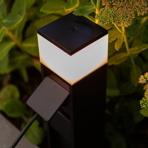LUTEC Lampione da giardino MAINS, Nero, Alluminio, Moderno, Lampada da esterni