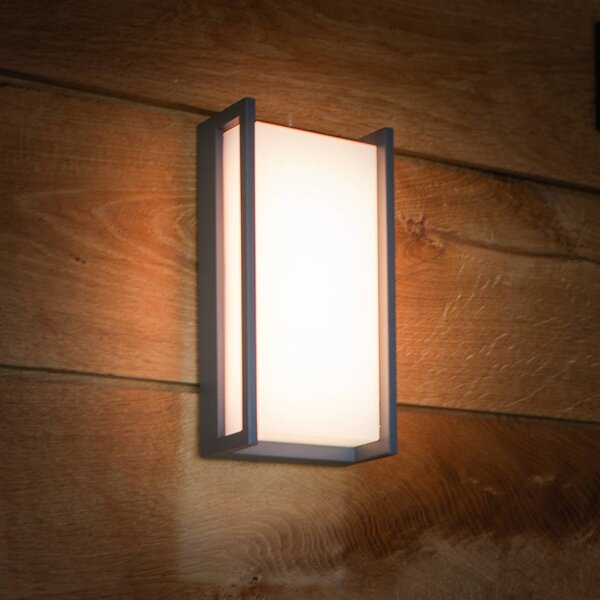 LUTEC connect Appliance da esterno LED intelligente QUBO, grigio scuro 22 cm IP54 RGB CCT QUBO, Alluminio / Grigio / Zincato, Alluminio, Moderno, Applique da esterni