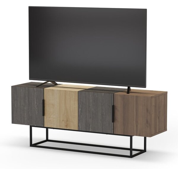 Tavolo TV in rovere decorato in marrone naturale 140x55 cm Titan - Marckeric