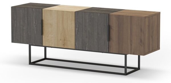 Tavolo TV in rovere decorato in marrone naturale 140x55 cm Titan - Marckeric