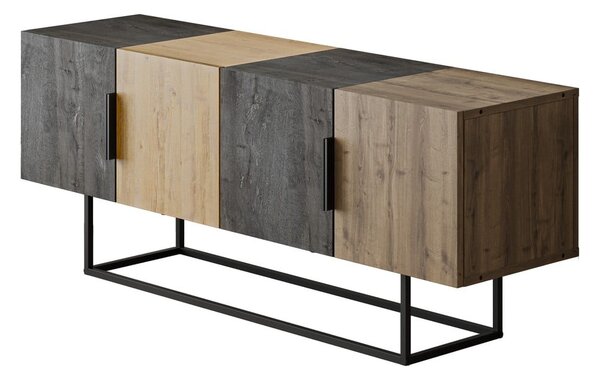 Tavolo TV in rovere decorato in marrone naturale 140x55 cm Titan - Marckeric