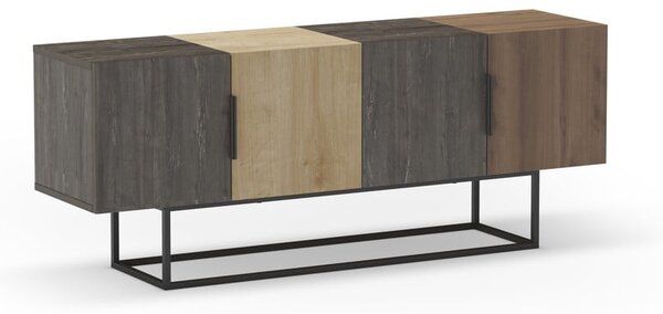 Tavolo TV in rovere decorato in marrone naturale 140x55 cm Titan - Marckeric