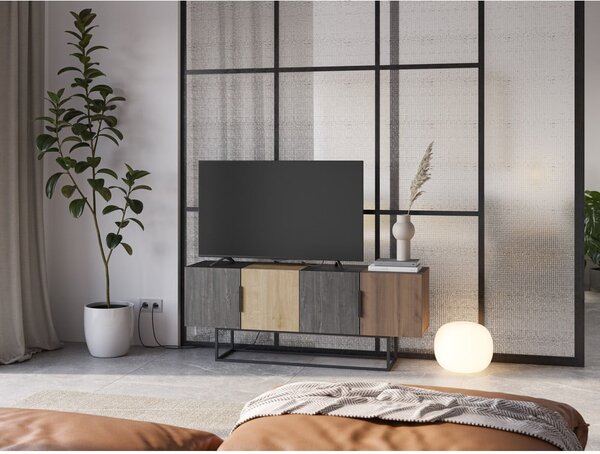 Tavolo TV in rovere decorato in marrone naturale 140x55 cm Titan - Marckeric